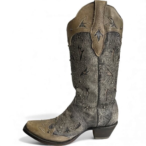 Corral Leather Studded Western Cowgirl Cowboy Snip Toe Boots Women's 9 M - Picture 9 of 15